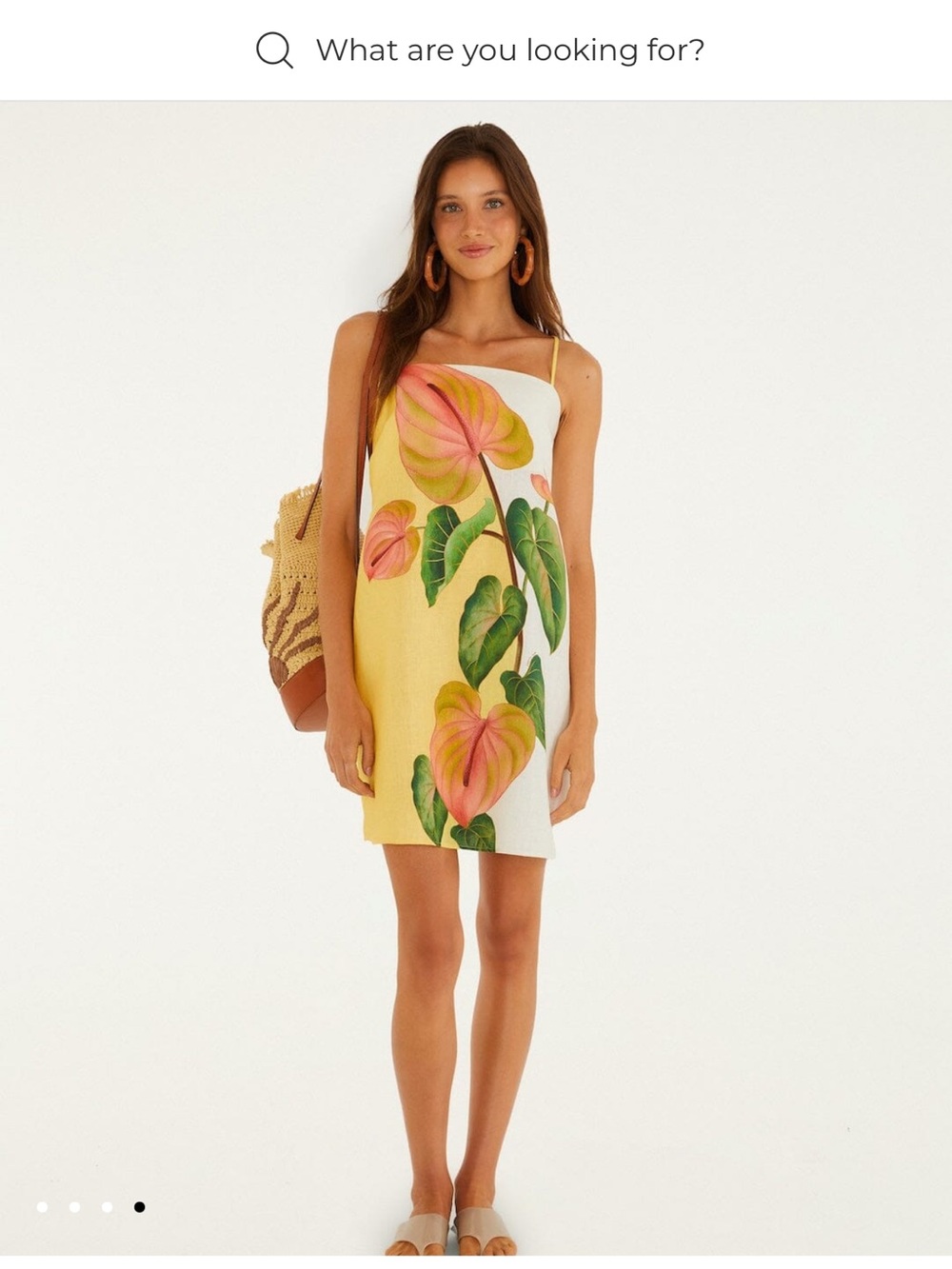 NWT FARM Rio Golden Yellow Anthurium Square Neck Mini Dress